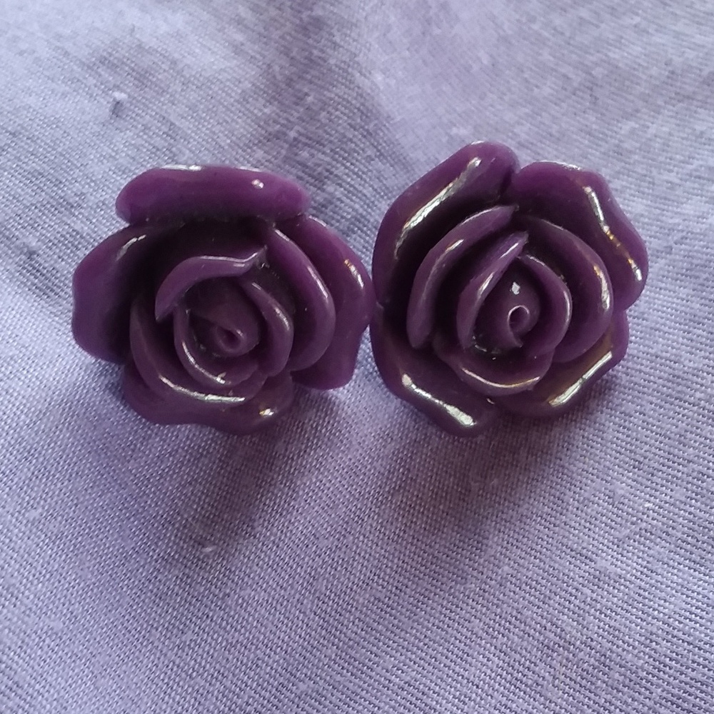 Plastic Rose Earrings